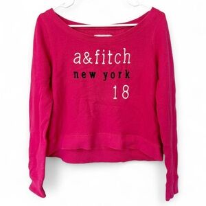 Vintage y2k Abercrombie & Fitch Pink Off Shoulder Crop Crewneck Sweatshirt